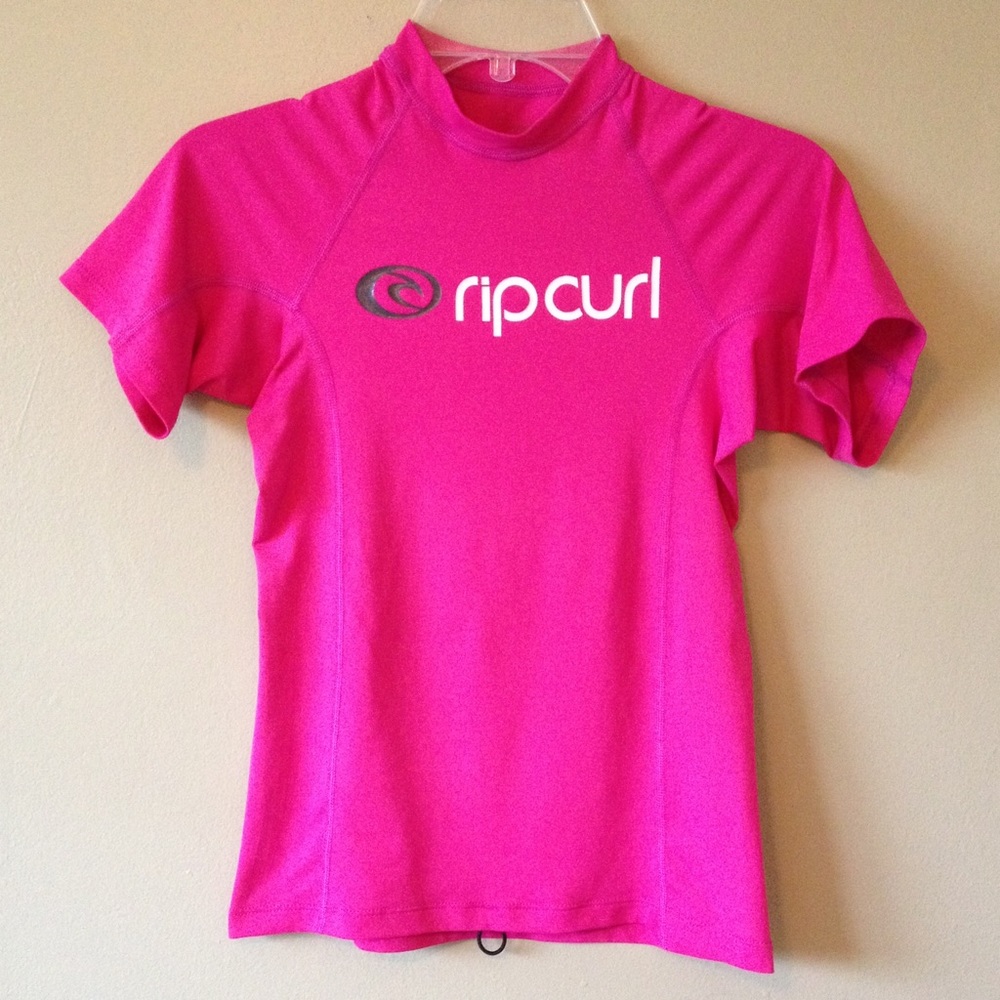 Pink Rip Curl Surf Rash Guard Shirt Top Medium